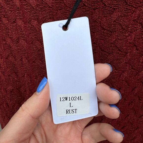 💚SALE: NWT Love Riche size L Cable Knit Sleeveless Wool Blend Dress - Rust Red - Picture 4 of 13